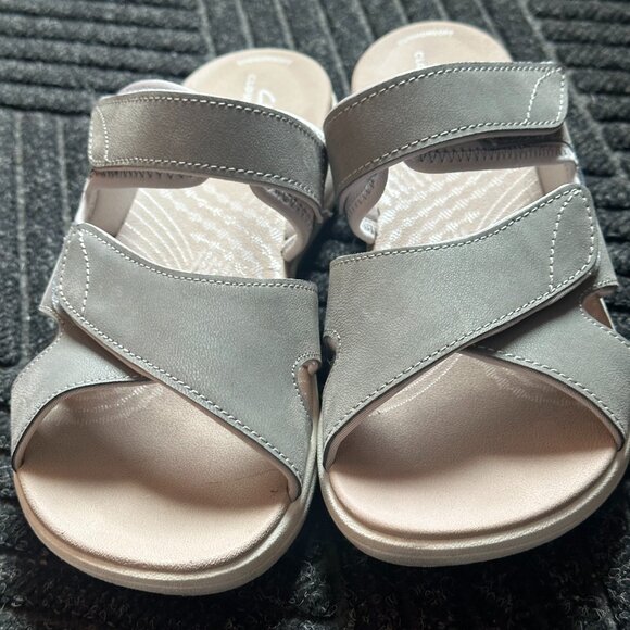 Women's Grey Casual Slide Sandal - Grey Size 8 - Picture 3 of 13